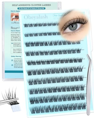 Obeyalash Autoadhesivas Extensiones de PestañAs Set Cluster Lashes PestañAs Individuales Lash Cluster Kit No Glue Eyelashes DIY Lash Extensions D Curl 8-16mm WL016