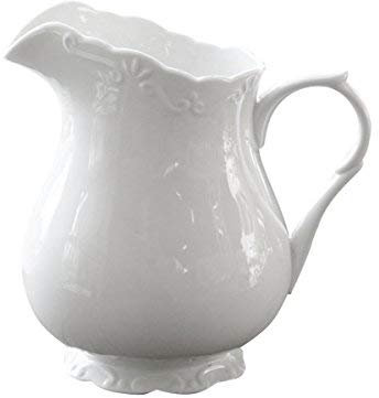 Chic Antique | Elegante jarra de leche, jarra de agua, 18 cm de altura, 1 litro, 100% porcelana blanca, perfecta para café, té y decoración, de la serie Provence