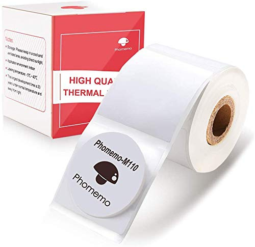 Phomemo M110 Runde Etiketten Selbstklebende für M110/M220, 30x30mm, 200 PCS | Phomemo Runde Selbstklebende Thermodirekt Etiketten für M110/M220/M108/M250/M221/M120, für Schule, Heim, Büro, Weiß