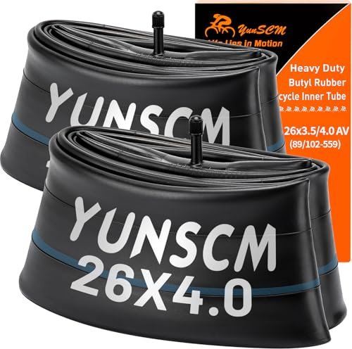YunSCM 2-PCS 26x4 Verdickung Fatbike Schläuche 26x4.0 89/102-559 E Bike Reifen Schlauche 26 Zoll Kompatibel 26x3.50-4.0 MTB/Rennrad Fahrrad Schläuche 26x3.5 26x 4.0 |AV32mm Schrader Ventil