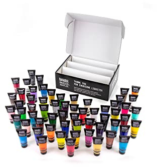 Liquitex 3699392 Basics - Acrylfarbe, monopigmentierte Künstlerpigmente, lichtecht, mittlere Viskosität, Achivqualität, seidenglänzender Finish - 60 Farben Set a 22ml
