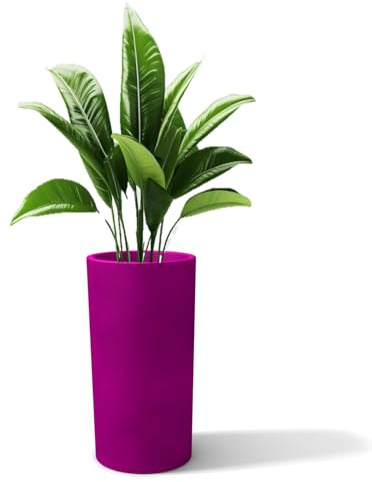 Kloris Porte-Pot Haut jardinière cylindrique Baroque 70 Violet Fuchsia polyéthylène diamètre 35 cm Hauteur 70 cm Profondeur Compartiment 26 cm. Fabriqué en Italie
