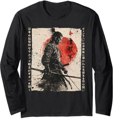 Japan Samurai Warrior Fighter Ukiyo Ink Artwork Samurai Long Sleeve T-Shirt