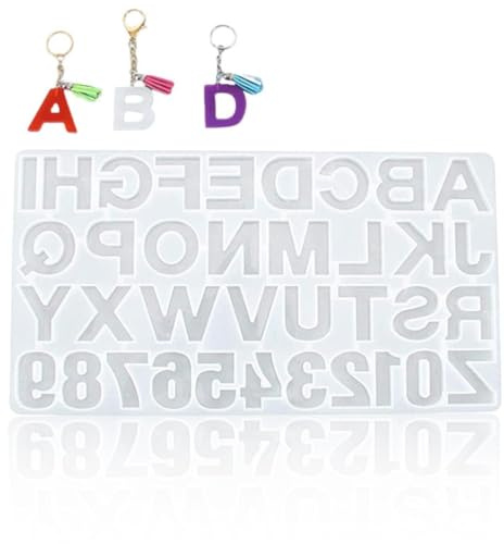 SULIUDAJI 1 Stück Silikonformen Gießformen Buchstabe Brief UV Resin Mold, Epoxidharz Harz Form, Zahlen Fimo Formen Schmuck für Schmuckherstellung Schlüsselanhänger Anhänger Dekoration DIY Basteln