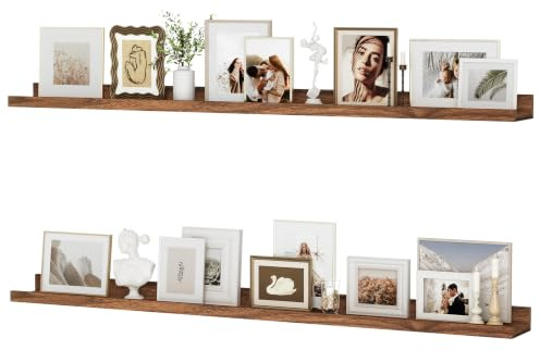 Floating Shelves Set of 2, 120 cm Walnut Floating Shelves for Wall Mounted Shelf Picture Ledge Shelf Kids Bookshelf for Living Room Kitchen Bedroom Bathroom Books Photo Display Home Wall Decor | Holds Up to 55lbs, Wall Shelves for Bathroom Bedroom Living room Kitchen, Wall Mount Shelf for Books Photo Frames, Home Decor