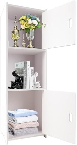 LONENESSL Bathroom Floor Cabinet, 3 Tier Waterproof Storage, White, 80*25*22CM, Freestanding, Modern, For Bathroom