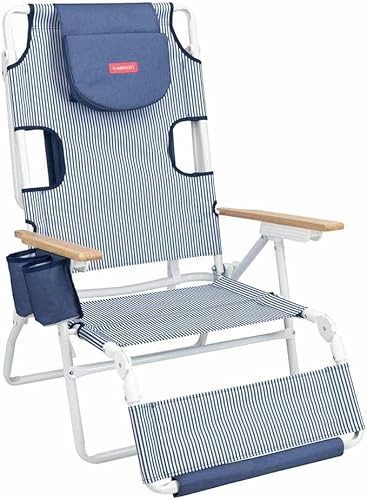 Flamingueo Silla Playa, Agujero Acolchado Cabeza y Brazos, Reclinable 5 Posiciones, Reposapiés y Reposabrazos Confort, Asas Mochila Fácil Transporte, 60 x 67 x 96 cm