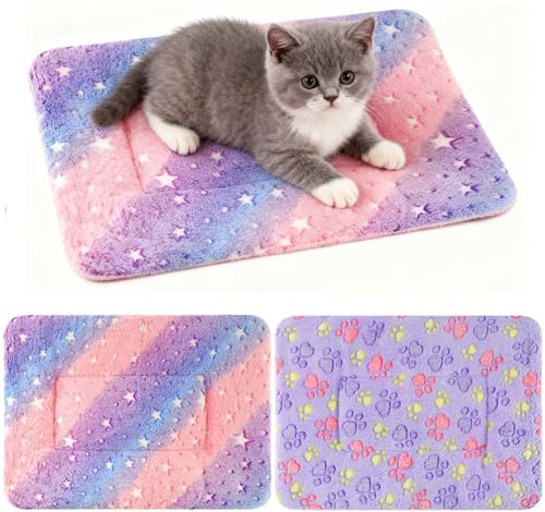 Tangjun 2Pcs Dog/Cat Bed Mattress,Flannel Plush Pet Cushion Bed Mat, Washable Dog Crate Mattress for for Small Dog Cat Puppy & Dog Beds