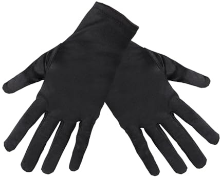TECDW 1 Paar Damen Kurze Satinhandschuhe, Weiche Abendhandschuhe Dehnbar,Kurze Handschuhe Für Hochzeit, Abendparty, Bankett, Halloween Cosplay.