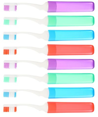 WEKADRIN Brosse à Dents de Voyage Souple 8 Pièces Mini Taille Mixte avec Poils Touffus Emballage Hygiénique Individuel pour Randonnée et Soins Dentaires Portables