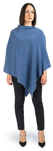 Dalle Piane Cashmere - 100% kashmir poncho - Made in Italy - Kvinna, Färg: Ljusblått, en storlek