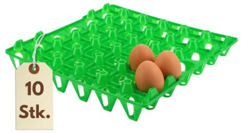 GarPet 10 Kunststoff Eierlagen Mehrweg Eierhorden aus Plastik für 30 Eier Wiederverwendbare Höckerlagen Eierbehälter Eieraufbewahrung Eierhalter Eierpappen Eierverpackung