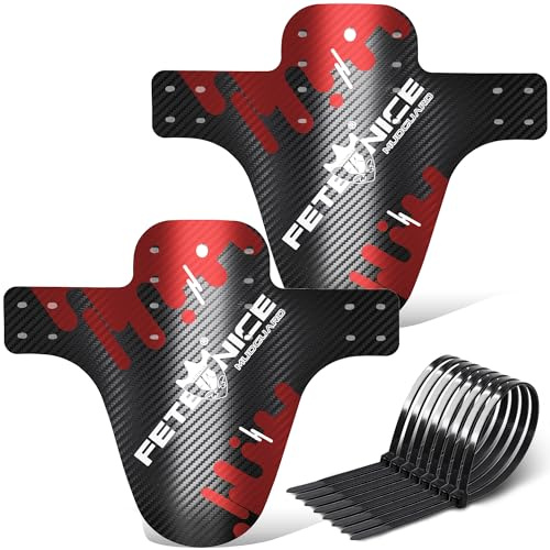 FETESNICE 2er Set Mountainbike Schutzblech in Carbon Optik | Universal für 20–29 Zoll (Vorne & Hinten) | Robustes PP-Material & Schnelle Montage für MTB, E-Bike & Citybike