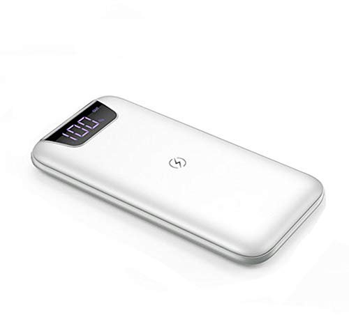 MYYING ELE Qi Wireless Power Bank 10000mAh Fast Qi Portable Quick Charger External Battery Pack with LED Display and Dual USB/Input Compatible with Qi Enabled Smartphones Devices, White