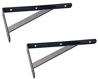 WaiMin 2 treppiedi neri montati semplici rack a parete Facile da installare Telaio di supporto fisso Caricato ad angolo retto Staffe in ferro Treppiede con tasselli a vite WaiMin (dimensioni: 400 mm)