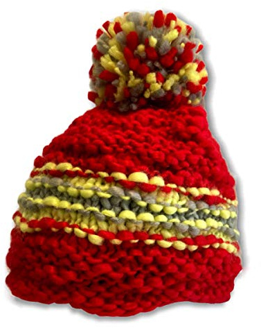 Roter Hahn 112 Feuerwehr Wintermütze I Reflexstyle Gelb-Silber I Strickmütze I Beanie mit Bommel I Rettungsdienst THW Mütze I exklusiv
