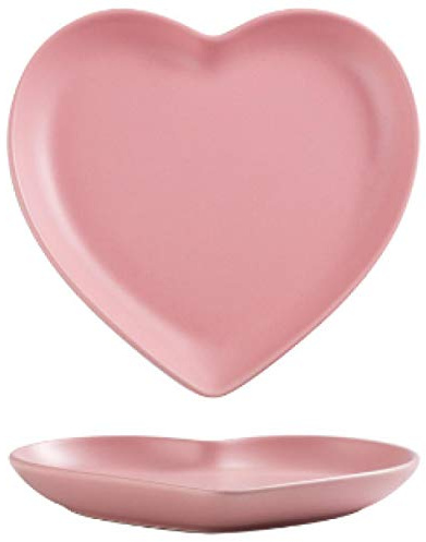 Plato creativo de amor nórdico de 6/8 pulgadas Plato de pareja en forma de corazón Vajilla de cerámica Tazón de sopa de 8 pulgadas-Plato rosa de 8 pulgadas
