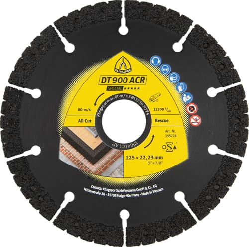 Klingspor - Disques à tronçonner diamanté - Disques à tronçonner diamantés DT spécial DT 900 ACR /S/ 125 X 2,5 X 22,23 mm - VG/1 - Klingspor