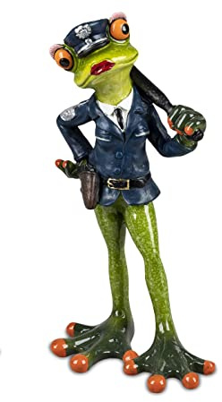 Frosch als Polizist oder Polizistin Polizeibeamter, Polizeibeamtin Deko Figur Dekofigur Dekoration Zierfigur (Polizistin)