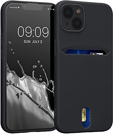kwmobile Hülle kompatibel mit Apple iPhone 13 - Handyhülle mit Kartenfach in Schwarz