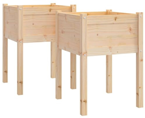 vidaXL Fioriere da Giardino 2 pz 50x50x70 cm in Legno Massello di Pino