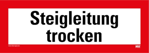 Aufkleber Brandschutz „Steigleitung trocken“ Hinweis Feuerwehr Folie nach DIN 4066 | 29,7 x 10,5 cm Made in Germany