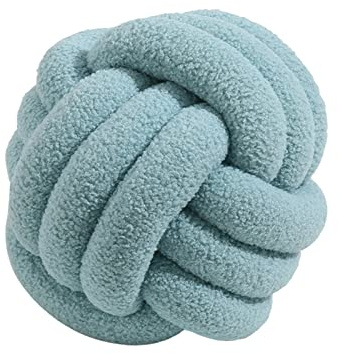 Bigougem Coussin en velours noué ultra doux tissé à la main en velours d'agneau pour canapé, coussin de canapé, coussin de canapé, bleu clair