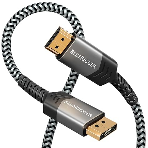 BlueRigger DisplayPort to HDMI Cable - (5M, DP to HDMI Cord, 4K 60Hz, HDR, HDCP 2.2, Uni-Directional Display to HDMI, Male Video Cable) - Compatible with PC, Laptop, HDTV, Monitor, Projector, VR
