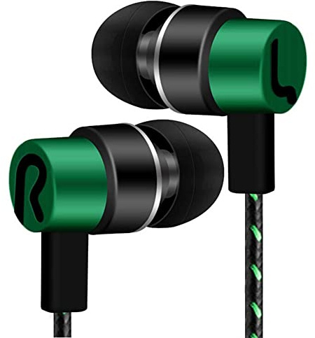 Sakamura Monitores intrauditivos, auriculares estéreo trenzados en la oreja | Auriculares estéreo de metal con cable para dispositivos de salida de audio de 3,5 mm