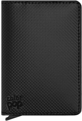 Color Pop® Porte-Cartes (6) Anti-RFID - Métal + Couverture PVC Silver – Protection Carte bancaire - Sécurité Cartes de crédit– 9,7 x 6 cm (Noir)