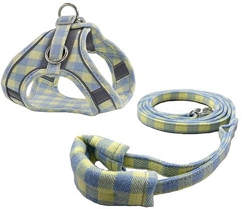 Newtensina Plaid Hundegeschirr Reflektierendes Welpengeschirr für kleine Hunde - Blau
