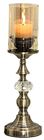 HEXEH Kerzenhalterhalter Retro Metall Glas Kerzenhalter Restaurant Familie Familie Kerzenhalter Dekorative Feder Container Ornamente, um Kerzen zu senden Kandelaber