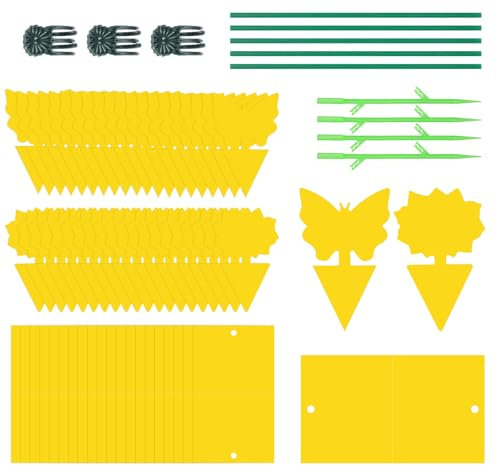 60 Pezzi Biadesivo Trappole per Insetti - Colore Giallo Double-Face, per la Protezione di Piante Ornamentali, per Mosche, Afidi, Leaf Miner, Tarme