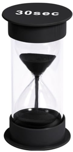 ATC Handels GmbH Sanduhr groß mit verschiedenen Zeitabläufen - von 30 Sekunden bis 30 Minuten - Maße: 12 x 6,5cm - Stundenglass, Zeituhr, Eieruhr, Stundenmesser, Zeitmesser mit Sand (schwarz, 30 s)