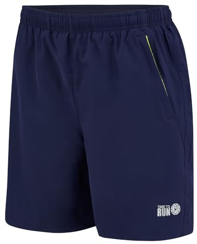 Time To Run Men's Twin Skin 2 in 1 Trail Running/Sports Gym Short With Three Zip Gel or Phone Pockets And Boxer Short Lining Large 32-34 Peacoat