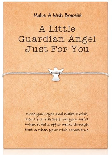 Fiada Schutzengel Armband Silber Handgefertigtes Glücksbringer Armband mit Metall Engel Anhänger für Frauen Familie Freunde Geburtstag Schmuck Geschenk (Grau)