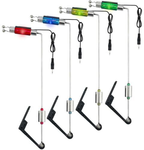 Karpfen Hängebissanzeiger Pendel Swinger Set 4 Stück – Drop Off Bissanzeiger für Grundangeln & Rod Pod, 4 Farben
