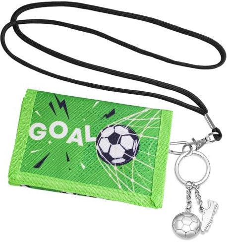 EclipseGuard Brustbeutel Kinder, Dreifach Gefaltete Geldbörse mit Fußball Schlüsselanhänger, Portemonnaie Kinder für Jungen Brieftasche Kleine, Geburtstag Schule Geschenk für Jungen & Mädchen