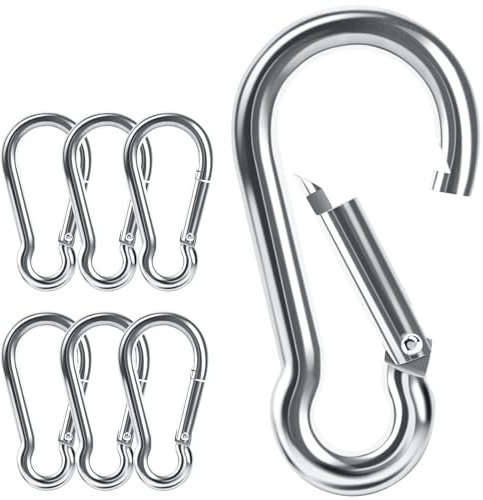 Caianwin 6 Stück Karabinerhaken M8*80mm,DIN 5299C Karabiner Tragfähigkeit bis zu 181kg Karabinerhaken Groß aus verzinktem Stahl für Rucksack, Hundeleine, Camping, Reisen, Wandern