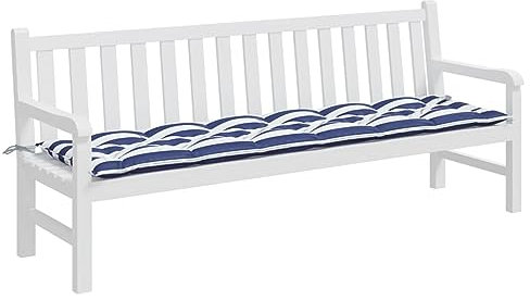 Tidyard Bankauflage Gartenbankauflage Bankkissen Gartenbank Auflage Stuhlkissen Sitzkissen Polsterauflage Kissenauflage Sitzpolster Bankpolster Auflage für Gartenbank Blau&Weiß Gestreift 200x50x7 cm