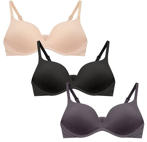 Happy Cherry - 6 Pieces Girls Bras Breathable Underwear Padded Bras Soft Cotton Training Sports Crop Tops Wireless Bralettes with Back Fasten for Teen Women Everyday Bra Full Cup