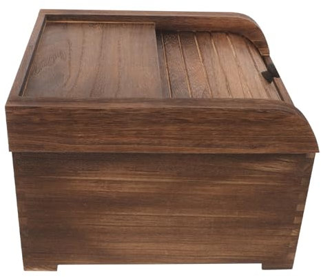 Zerodeko Wooden Rice Storage Box with Airtight Sliding Lid Mothproof Food Storage Container for Kitchen and Pantry 10Kg Capacity