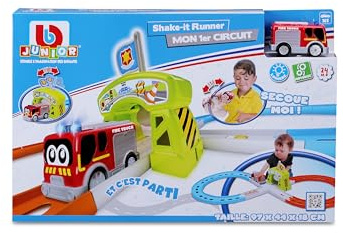 BBURAGO Shake-It Runner Infinity Track Polizia - Pista da Corsa Giocattolo con Macchina della Polizia, Funzione Shake & Go, Licenza Ufficiale Polizia, Età Consigliata 24+ Mesi