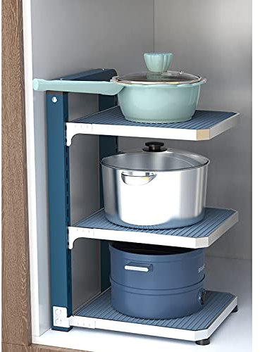 Adjustable Saucepan Stand Holder - Keep Your Cookware Tidy with Pots and Pans Organiser Rack for Kitchen Cupboard Storage - Detachable Snap-On Design