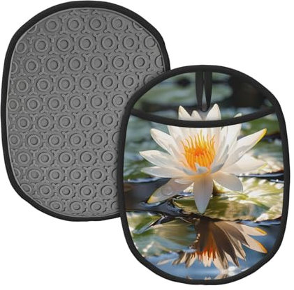 Tappetino in silicone, set da 2 pezzi, tappetino per pentole e padelle calde, tappetino in silicone per griglia da cucina, motivo floreale nazionale thailandese.