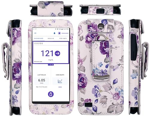 SNK Designed Fitted Leather Case with Belt Clip for Omnipod 5 Receiver (Continuous Glucose Monitoring) (FL2/WHITE)