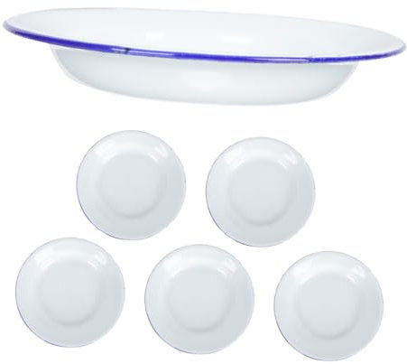 SHOWERORO Lot De 6 Assiettes Émaillées Rondes 14 Cm En Émail Multifonctions, Assiettes De Dîner Vintage Pour Fruits, Apéritifs Et Soupes, Vaisselle Empilable Pour Pique-niques Et Repas En Plein Air