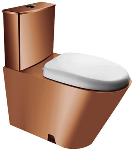 SBCGFY Toilettes en Acier Inoxydable 304, Toilettes commerciales avec réservoir d'eau, Toilettes à Double Chasse d'eau à Siphon Haute efficacité, siège de to(Un)