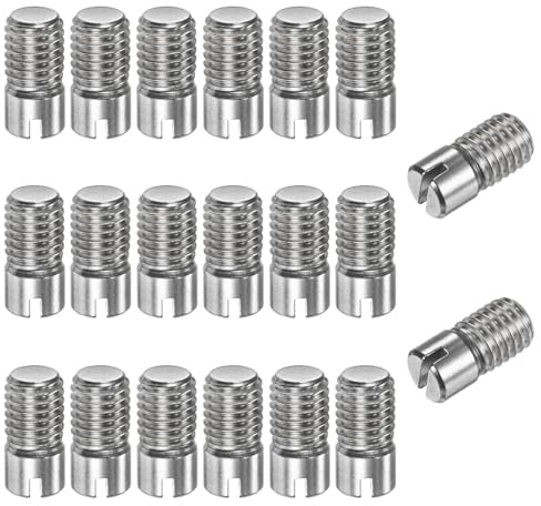 M METERXITY 20-Pack Goujon Cylindrique À Fente M10 x 20mm, Goujon De Positionnement Fileté Externe En Acier Inoxydable 304 Goujons Parallèles Pour Métalliques/Projets En Bois [Ton Argenté]