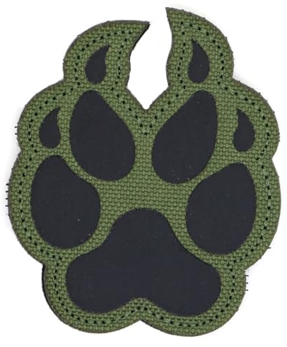 Bear Paw IRR Morale Patch militärkrok och ögla 7 x 5,5 cm armé Airsoft taktisk bricka solbrun/grön (OD grön)